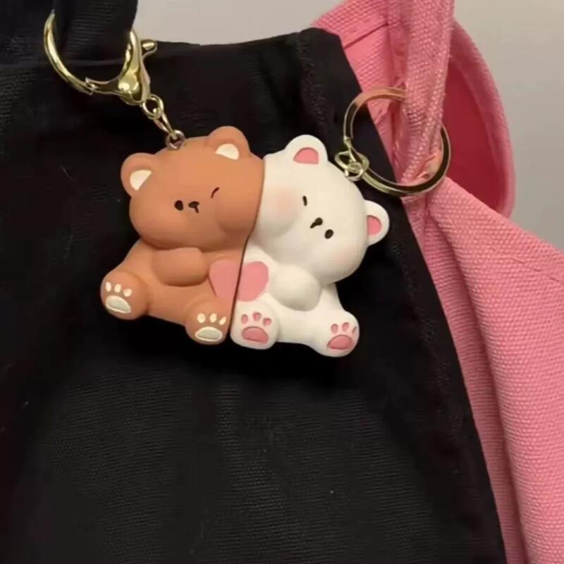 Couple Bear Puppy Magnet Keychain Bag Charm Baguette Friendship