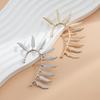 Metal Feather Ear Hanging, Integrated Ear Clips Without Ear Piercings, Exaggerated Design Earrings