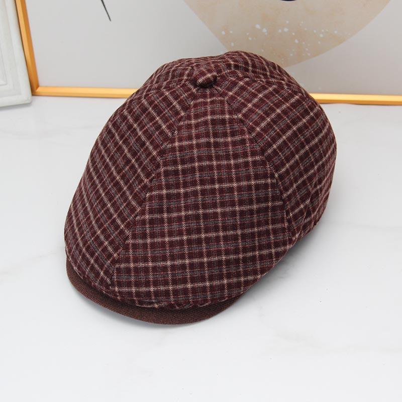 Retro plaid forward hat women's autumn and winter new literary and versatile cap shows the face small street painter hat tide