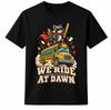 We Ride At Dawn Funny School Bus Raccoon Back To School T Shirt