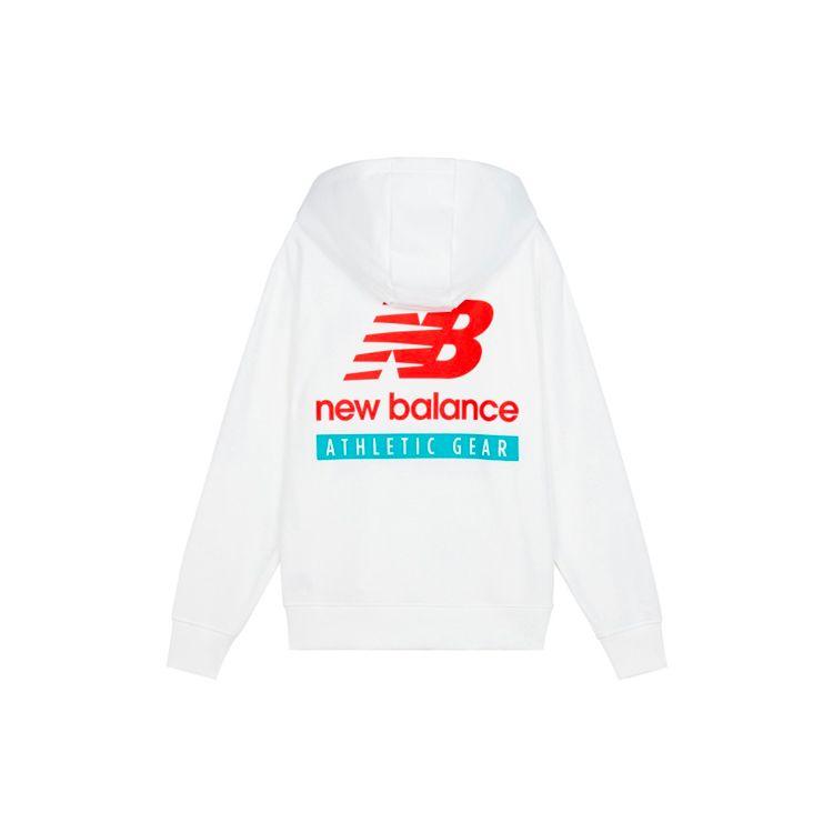 

New Balance Спортивная повседневная толстовка с капюшоном с цветным принтом и логотипом, мужские топы белого цвета AMT11514-WT