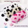 Leopard Heart Plush Pencil & Makeup Bag for Students