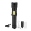 Super Bright Flashlight Zoomable IPX4 Waterproof USB Charging Handheld Flashlight with COB Side Light for Camping Hiking