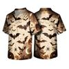 Men's Halloween Print Medical Scrub Top V Neck Pocket Comfortable Fit Daily Workwear for Healthcare Professionals