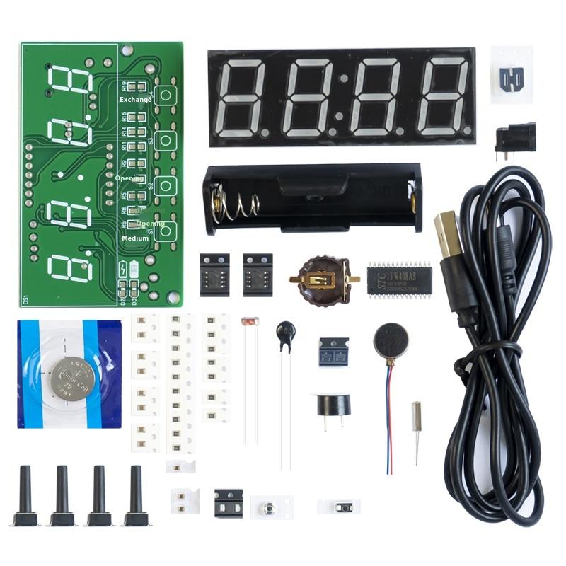 Soldering Practice Equipment, DIY Digital Alarm Clock with Mini Weather Station DC 5V.