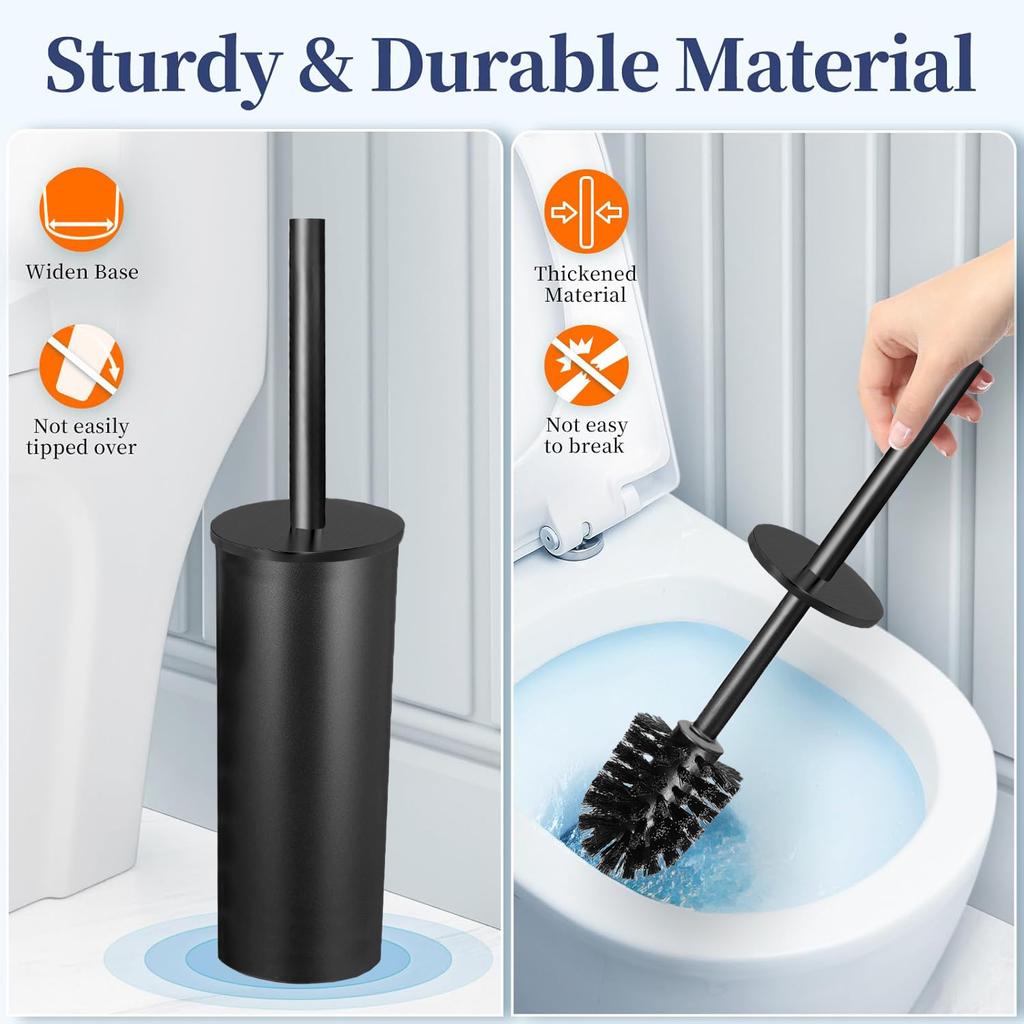 Schwarzes Toilettenbürsten- und Halter-Set Edelstahl Freistehende Toilettenbürste mit langem Griff Reinigungsgerät für Badezimmer
