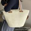 Straw Bag Women's Large Capacity 2025 New Vacation Beach Straw Bag Woven Bucket Bag Vegetable Basket Seaside Tote Bag