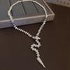 Brushed water drop love pendant, pull-out necklace, simple and high-end sweater chain, niche cold wind necklace jewelry
