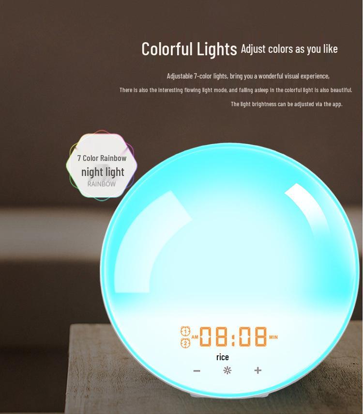 Smart Sunrise-Sunset LED Alarm Clock with Color-Changing Night Light