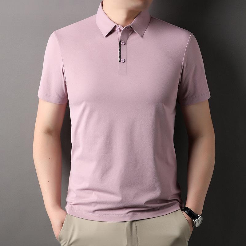 

New Men s Short-sleeved T-shirt Loose Casual Solid Color Lapel Polo Shirt Men s Loose Summer Light Luxury Clothing Trend 3XL