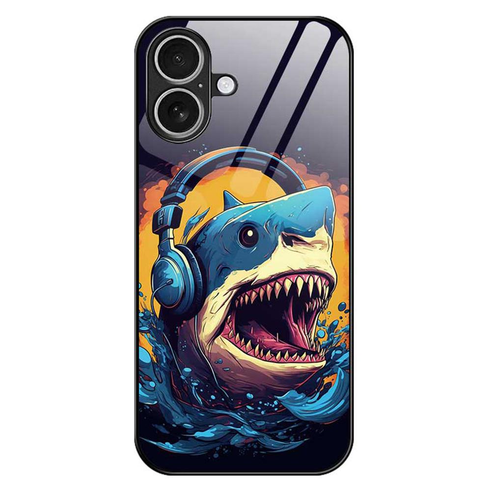 For iPhone 17 Case Anti Drop PC TPU Tempered Glass Pattern Printing Phone Back Cover