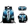Student Backpack Lunch Bag Pencil Case 3-Piece Set, Waterproof Durable Large Capacity, MJ Pattern, Kids School Bag Set