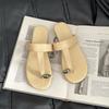 Set of toe flip-flops women's summer wear fashion 2025 flat bottom clip toe Internet celebrity sandals sandals beach shoes tide