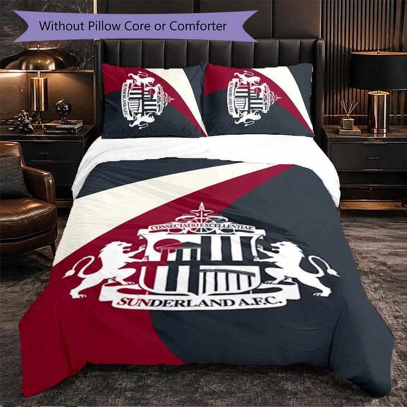 Set Biancheria da Letto a 3 Pezzi Sunderland Football Morbido Set Copripiumino con Federe Set Decorazione Camera da Letto per la Casa