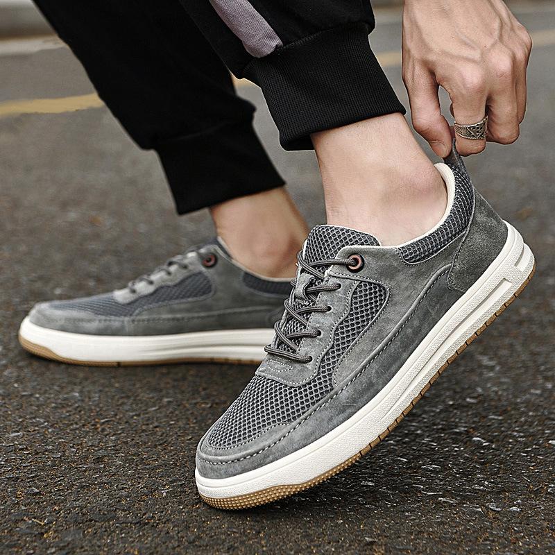 Herrenschuhe atmungsaktiv dünn weichsohlige Lauf-Sneaker Mesh-Schuhe Herren trendige Mesh-Schuhe lässige Board-Schuhe Herren