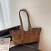 Women's Retro Suede Handbag Large Capacity Autumn Winter Trendy Commuting Shoulder Bag Versatile Casual Fashi for Ladies