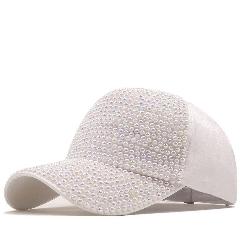 Silky Cotton Colorful Pearl Baseball Cap Pearl Duckbill Cap Sun Hat Parent-child Hat