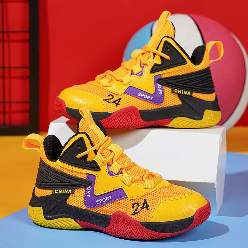 Boys basketball shoes 024 spring and autumn new classmates children's actual combat training breathable mesh non-slip sports shoes batch