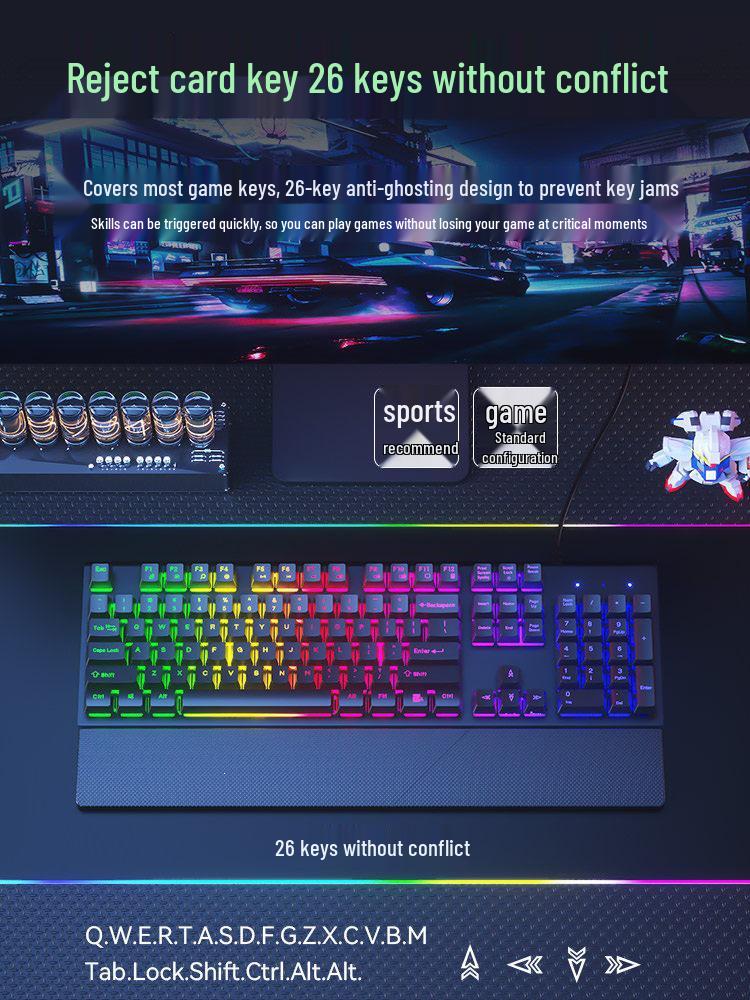 Silent Wired Mechanical-Feel Keyboard and Mouse Set for Gaming, Office, and Desktop Use