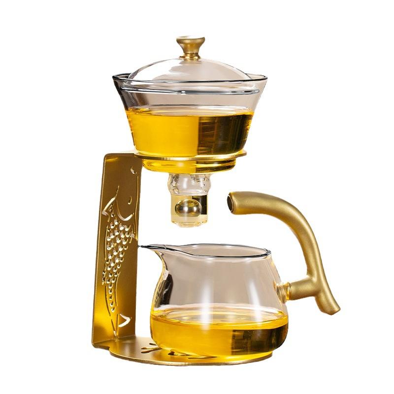 Anti Scalding Magnetic Suction Automatic Teaware Sets Glass Koi Teapot Semi-automatic Lazy Tea Maker for Household Tea Set