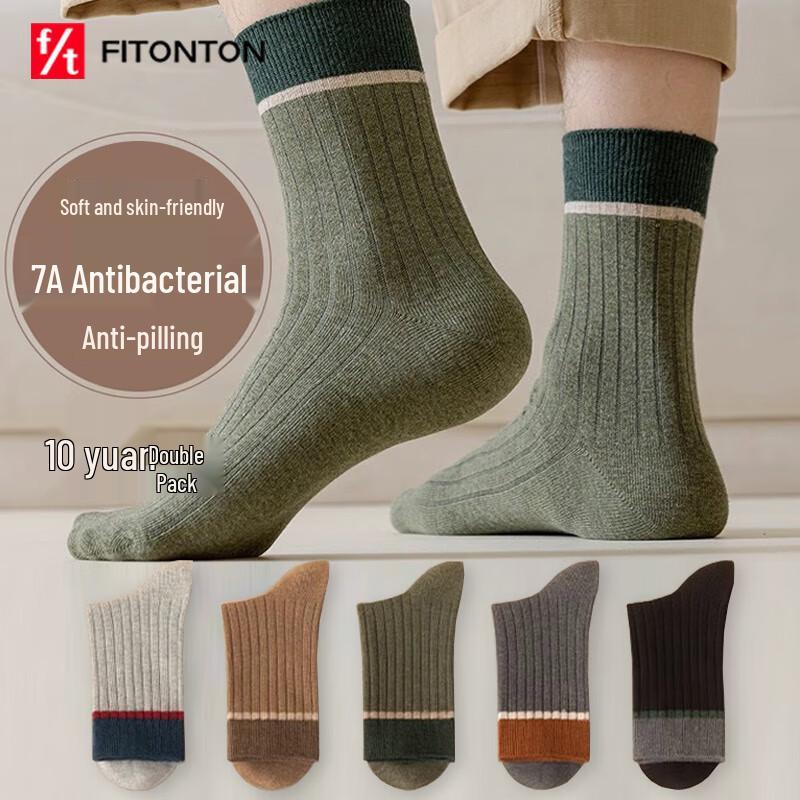 FitonTon Men s 10-Pair Anti-Odor Mid-Calf Athletic  Casual Socks One Size