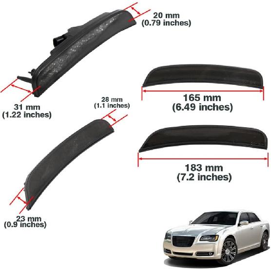 NJSBYL Smoke Lens Amber/Red Full LED Front Rear Side Marker Light Kits for Chrysler 300 2015 2016 2017 2018 2019 2020 2021 2022 300S 300C C Platinum