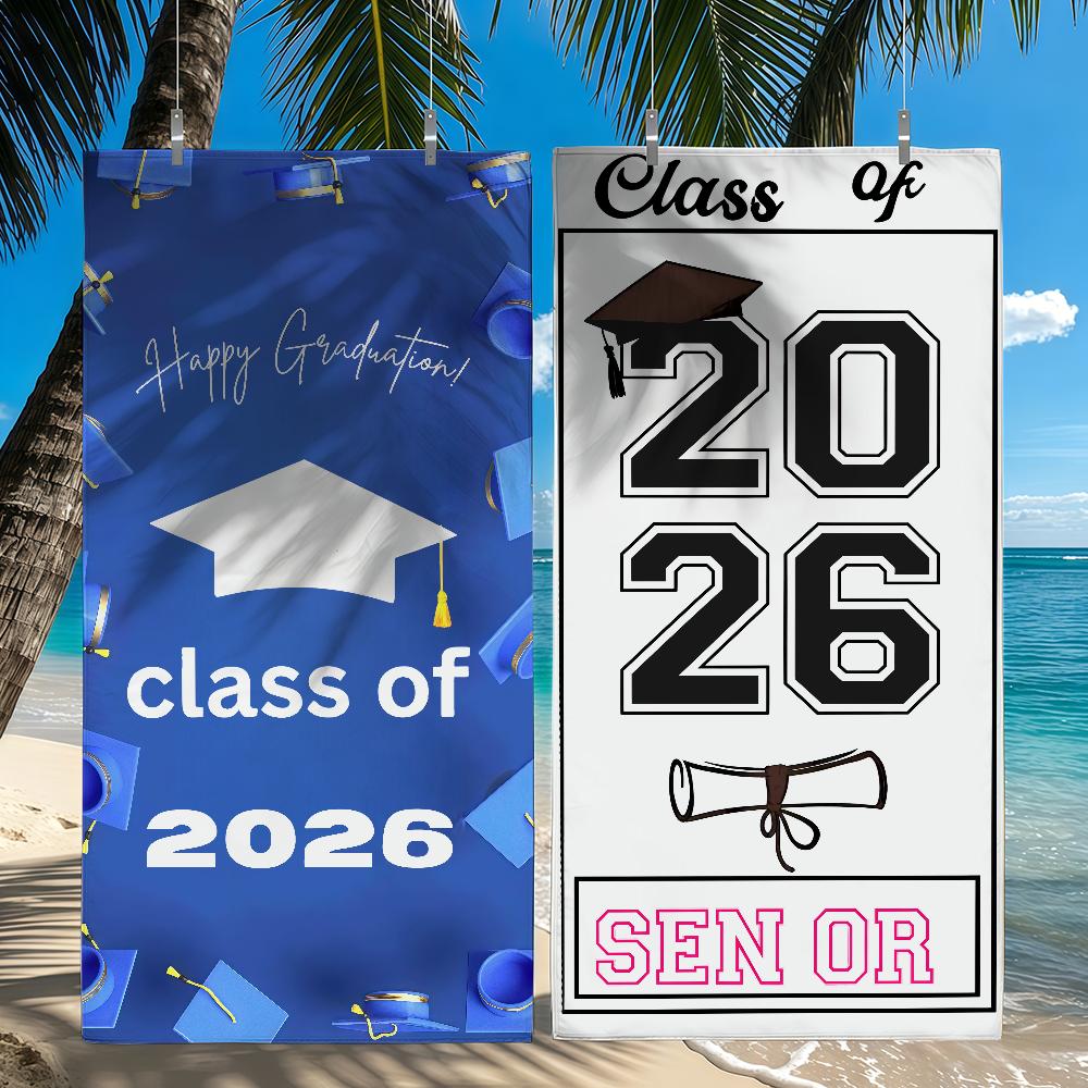 2026 Graduation Season Towel Beach Shower Bath Travel Lightweight Skin Friendly for Pool Camping Cruise Summer