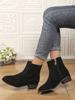 Womens Plus Size Suede Martin Boots, Solid Color Chunky Heel Side Zipper Ankle Booties for Fall Winter
