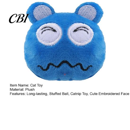 Soft Short Plush Cat Toy Ball Toy, Catnip Chew Cute Embroidered Face, Fun Play Accessory Stuffed Kitten Teething for Indoor Cats Biting Patting