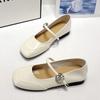 Shallow single shoes women's 2025 summer new versatile soft sole Doudou golden ballet Mary Jane small leather shoes