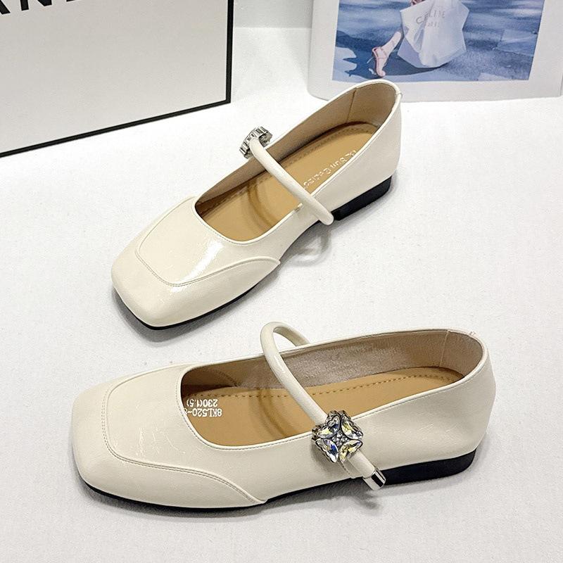 Shallow single shoes women's 2025 summer new versatile soft sole Doudou golden ballet Mary Jane small leather shoes