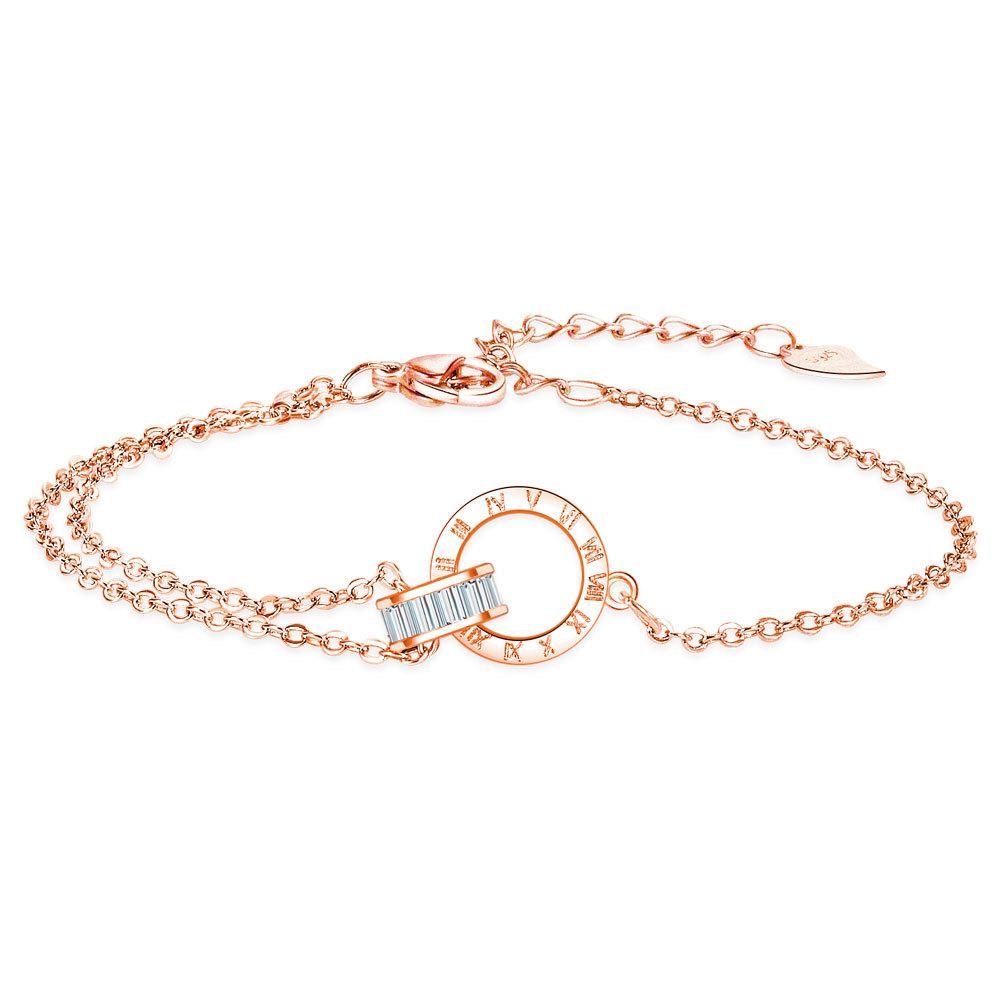 Romantic Elegant Roman Numeral Ring Necklace Bracelet Set Women's Premium Versatile Clavicle Chain Love Hand Jewelry