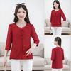 Autumn 3/4 Sleeve Top & T-Shirt Set for Middle-Aged Women