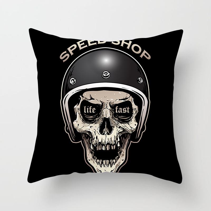 Black Grey Skull Face Living Room Decor Pillowcase Car Halloween Sofa Cushion Cover