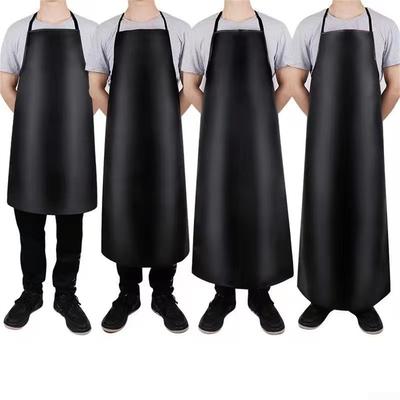 Öldichte Küchenschürze, PVC-Leder, weich, wasserdicht, Schwarz