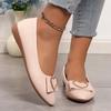 2025 Office Patent Leather Woman Flats Shoes Ballets Metal Buckle Bow Lady Fall Girl Ballerina Dress Pointed Toe Slip