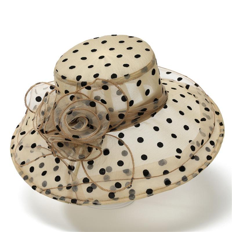 Hat Women's Foldable Organza Sun Hat Summer Women Middle-aged Elderly People Large Eaves Flower Sun Protection Mother Basin Hat