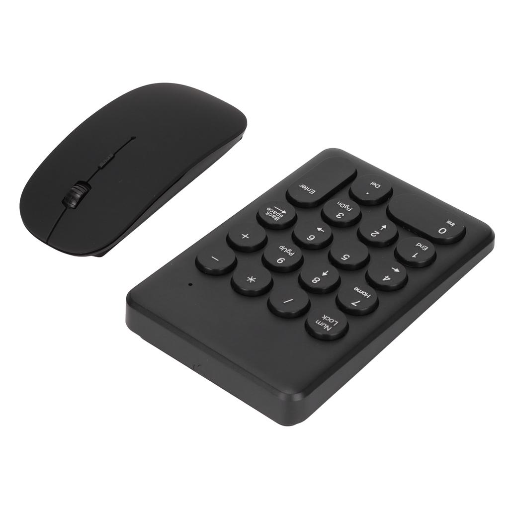 Numeric Keypad Portable Slim 2.4GHz USB Wireless Mini Black Numeric Keyboard Mouse Combo Set for Laptops Desktops PCs