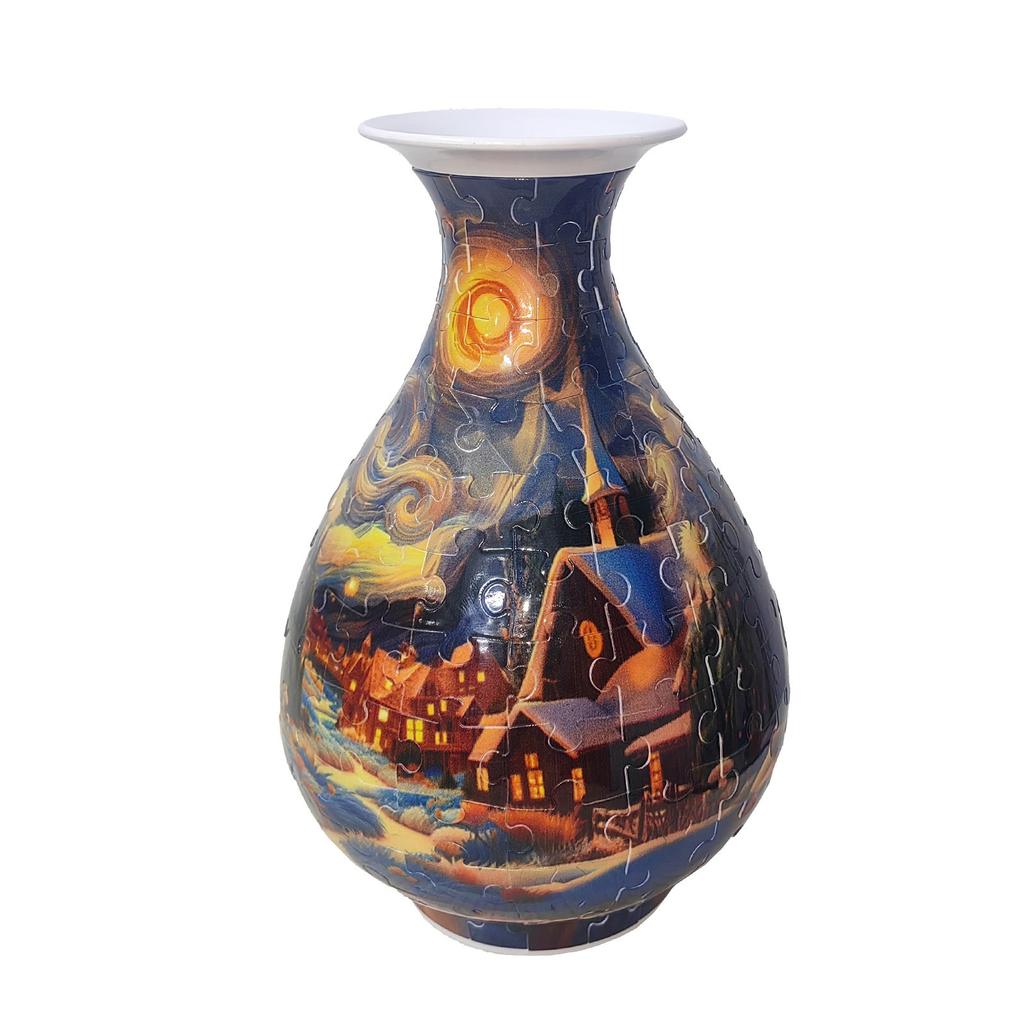 3D Puzzle House Vase Decorative Piece – DIY Floral Container For Living Room Decor