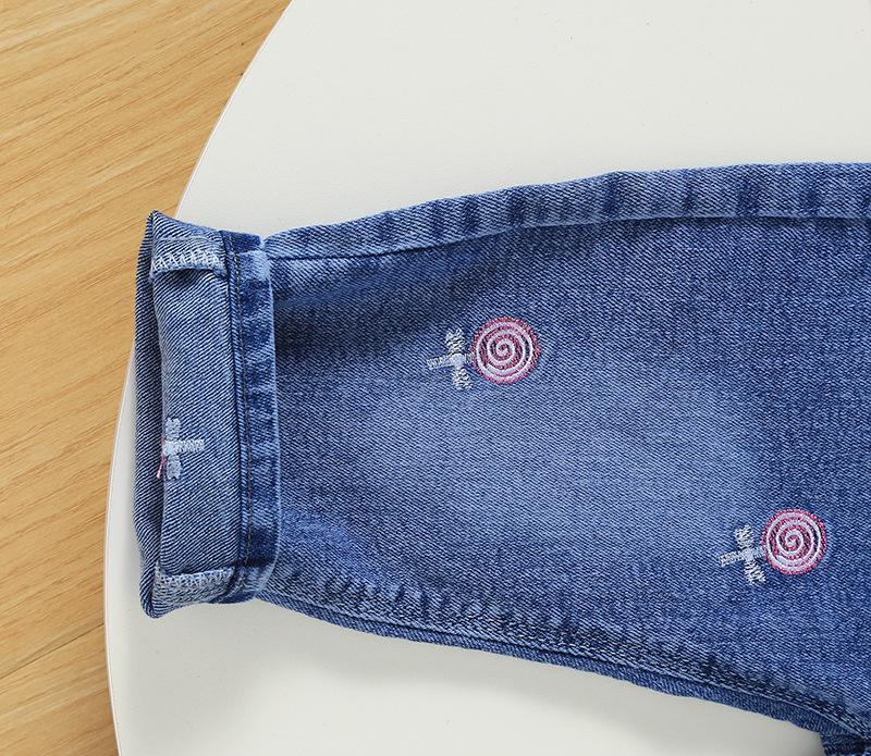 Dziewczęce jasnoniebieskie dżinsy w stylu koreańskim - Modne spodnie długie o luźnym kroju na wiosnę i jesień