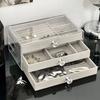 NEW 1pc Three-layer Velvet Jewelry Box Transparent Drawer Type Earring Bracelet Organizer Display Box Jewelry Diy Storage Box