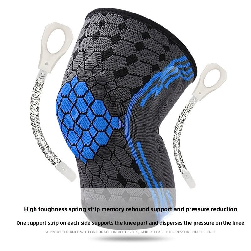 New Sports Nylon Knitted Knee Pads Spring Strip Support Silicone Strip Non-slip Silicone Ring Pad Support Fitness Knee Pads
