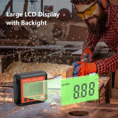 Digital Level Box High Accuracy Magnetic Portable Protractor Inclinometer Angle Gauge for Woodworking Construction Site Orange