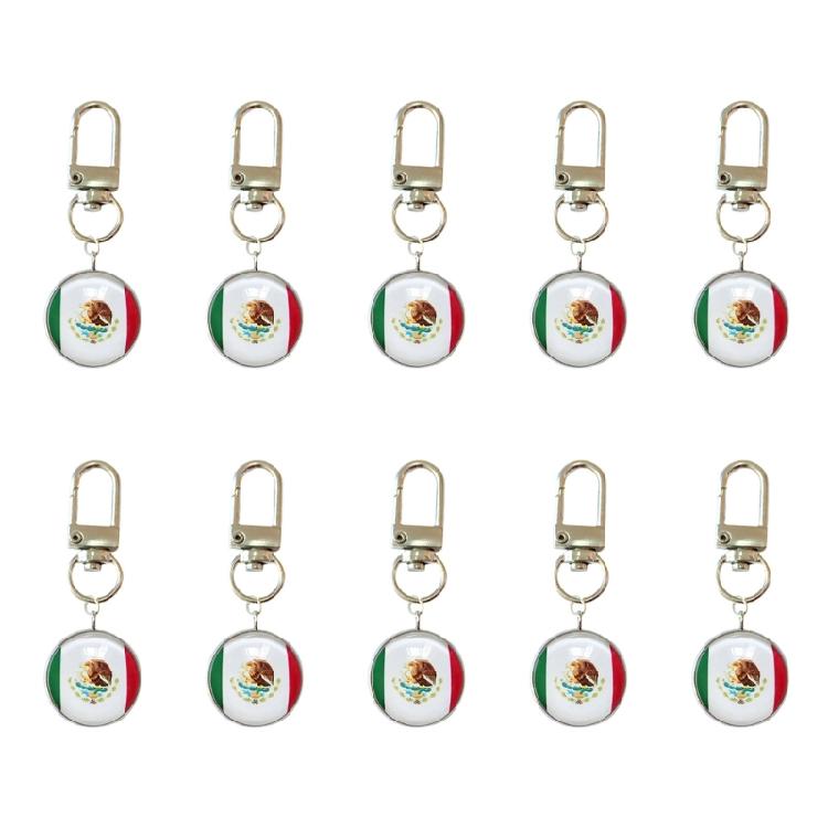 10PCS/Lot Trend Football Keychains Feature Bright Country Flags Rustproof Alloy And Glass Backpacks Decoration