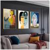 Retro Classic Wall Art Canvas Black Lines Wall Pictures for Living Room Bedroom Unique Poster Home Deco Abstract Canvas Painting No Frame