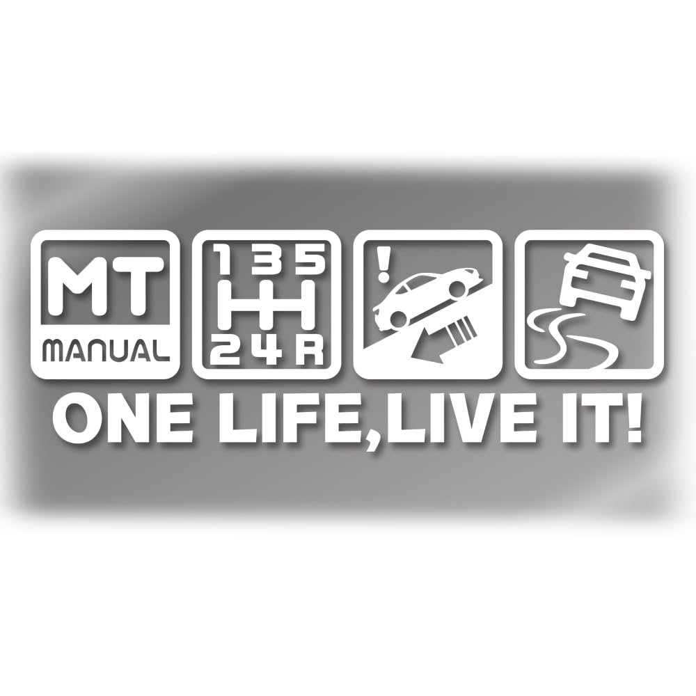

[Tamiya] One Life, Live it! MT Car Caution, Cutting Sticker, 3.0 x 8.5 inches magnet белый
