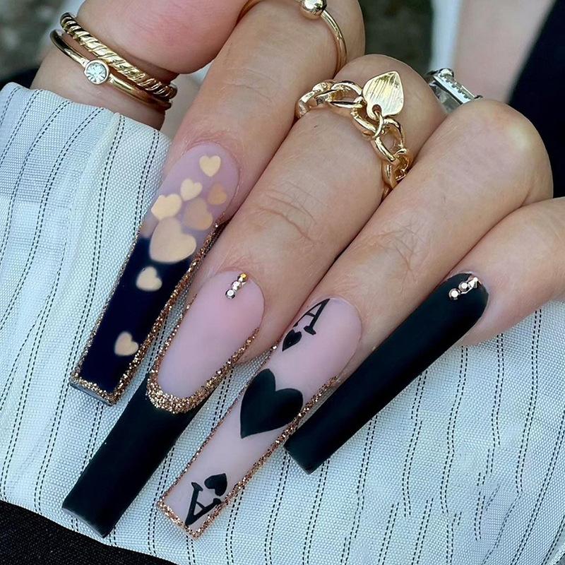Long Ballet French Love Spades Poker Wind Explosion Europe and America Wear Nail Pads