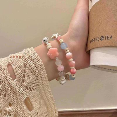 Charmantes Keramikarmband mit Perlen in Macaron-Farben – Nische, Vielseitiger Dopamin-Schmuck