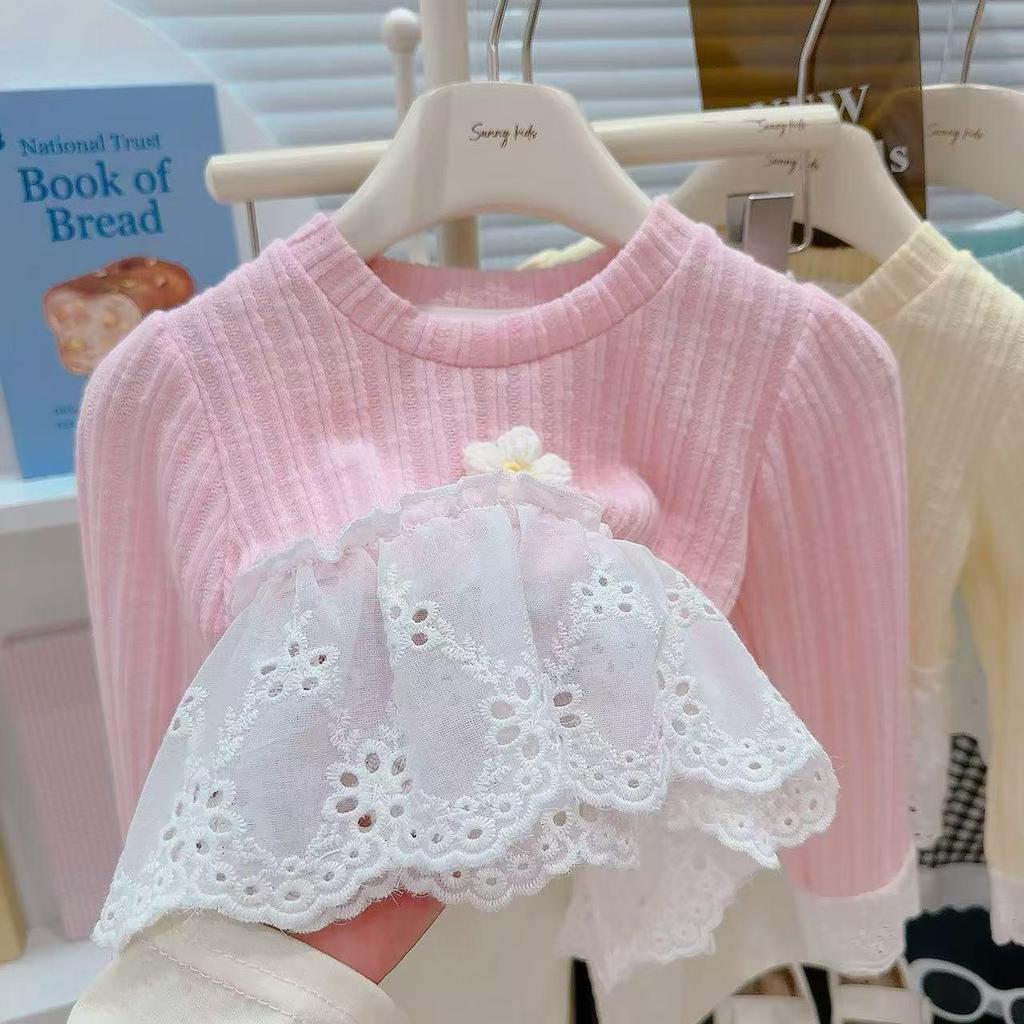 Girls' Stylish Lace Patchwork Top & Yamamoto Pants Set - Spring/Autumn 2025 Trend