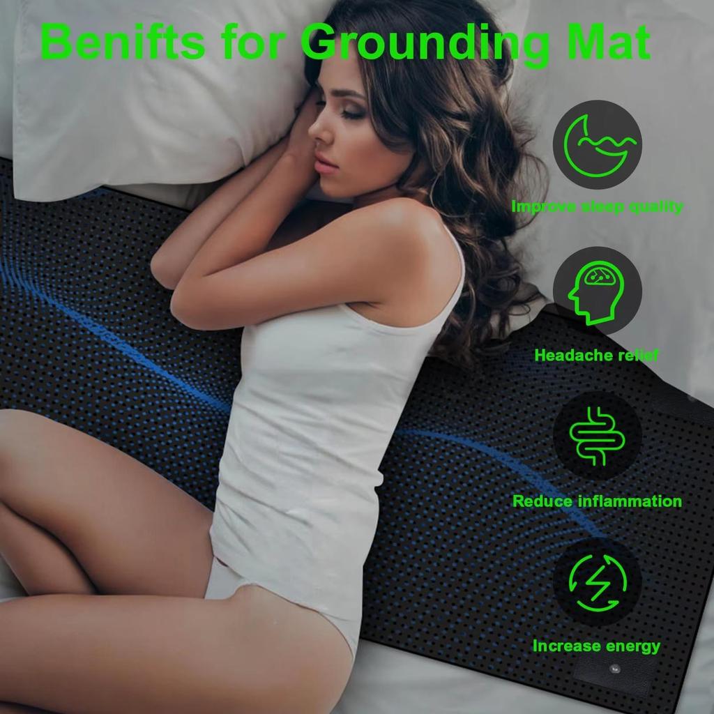 Mata uziemiająca 27×76 cali dla lepszego snu, łagodzenia bólu i redukcji stresu - mata uziemiająca z przewodem uziemiającym, idealna do snu
